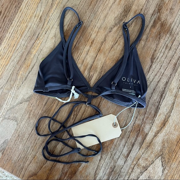 DARK GREY NWT WAIST WRAPPED BIKINI TOP - Picture 6 of 8
